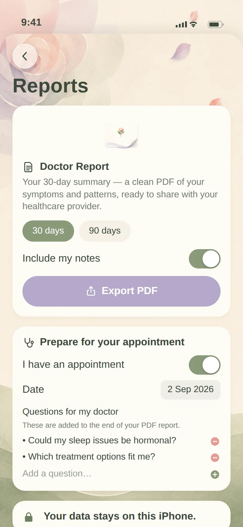 Doctor-ready PDF reports